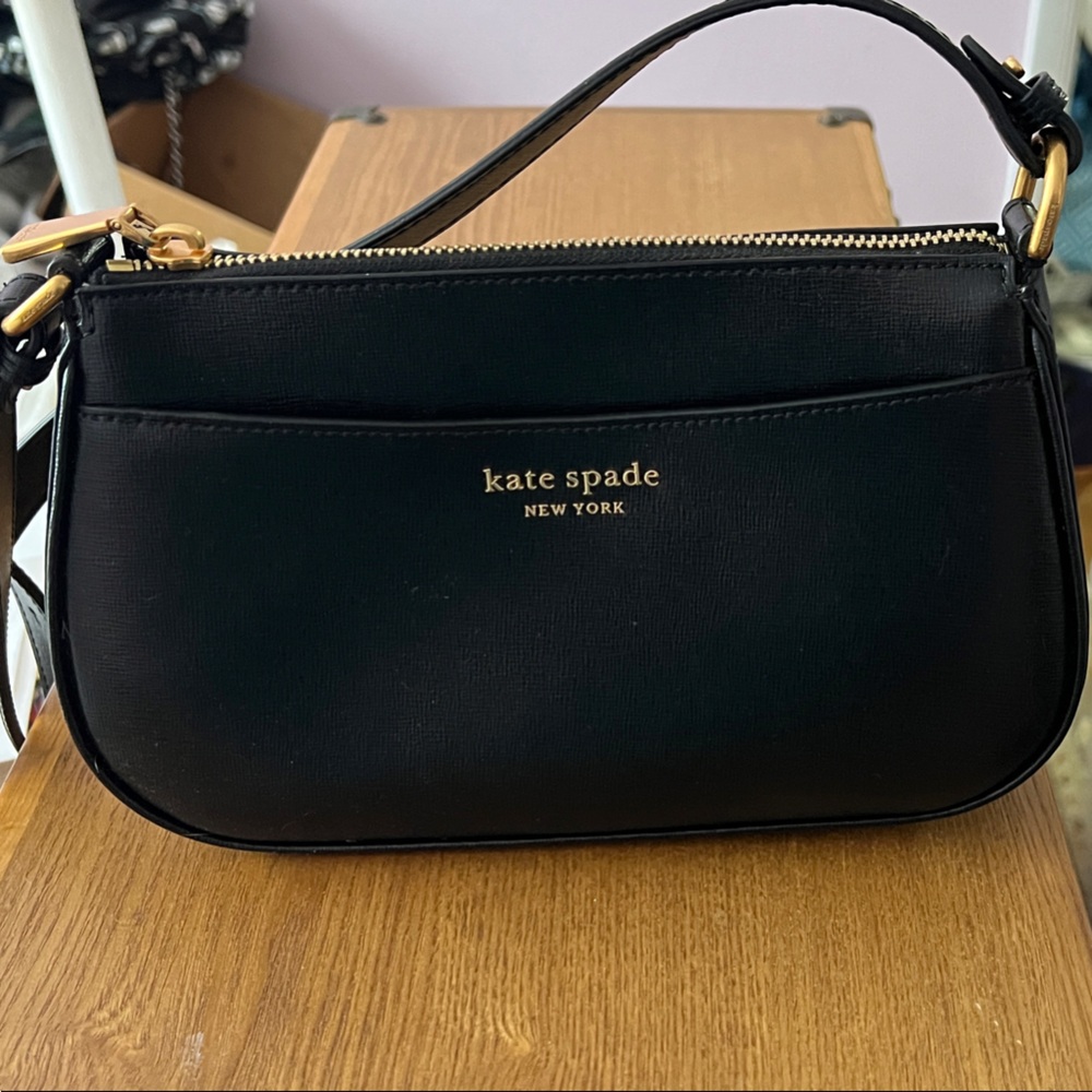 Kate Spade Black Crossbody with Gold Accents